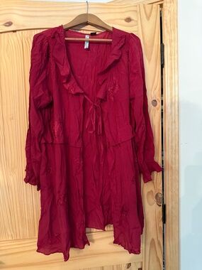 Luna Chix embroidered flower duster kimono NWT